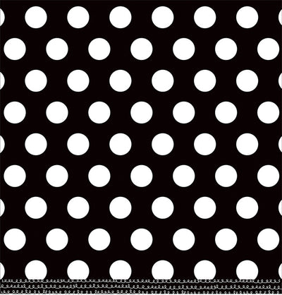 Multi-Colored. Side B - white polka dots lines on black background.