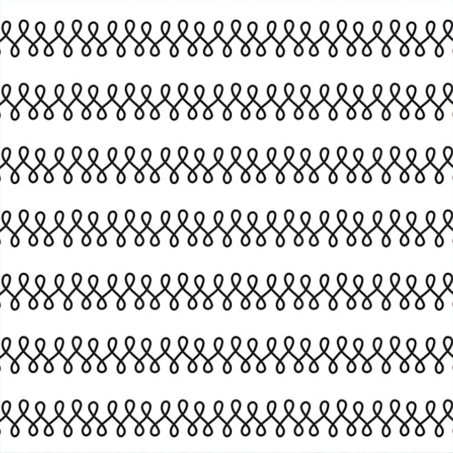 12x12 patterned paper with rows of black S-doodles on white background - American Crafts