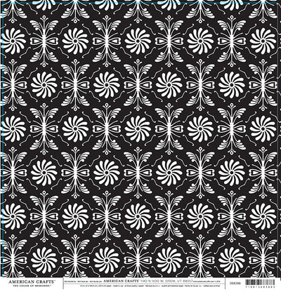 FORMAL Damask Black and White Pattern on 12x12 Cardstock by American Crafts