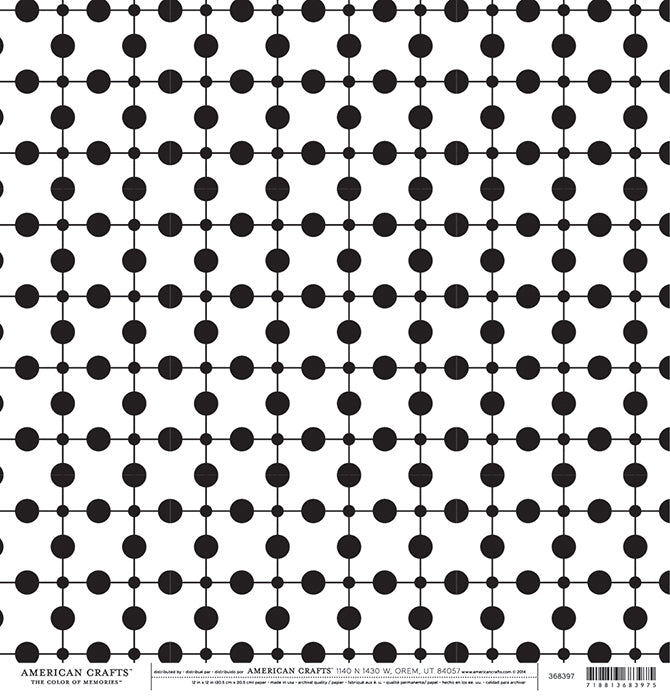 Multi-colored (Side A - black string dots on a white background.
