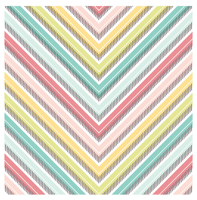 Silver foil specialty paper with large color chevron design. 12 by 12 inch (30.5 x 30.5 cm) Sold by the sheet - white reverse. Versatile for mixed-media paper crafting. Individually wrapped