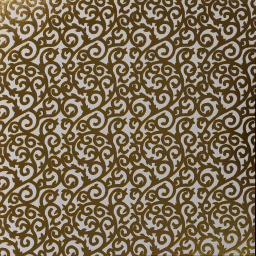 12x12 white cardstock embellished with gold foil lattice pattern - American Crafts