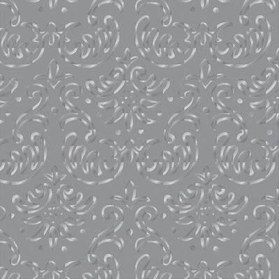 Close-up of silver foil pattern on gray 12x12 cardstock
