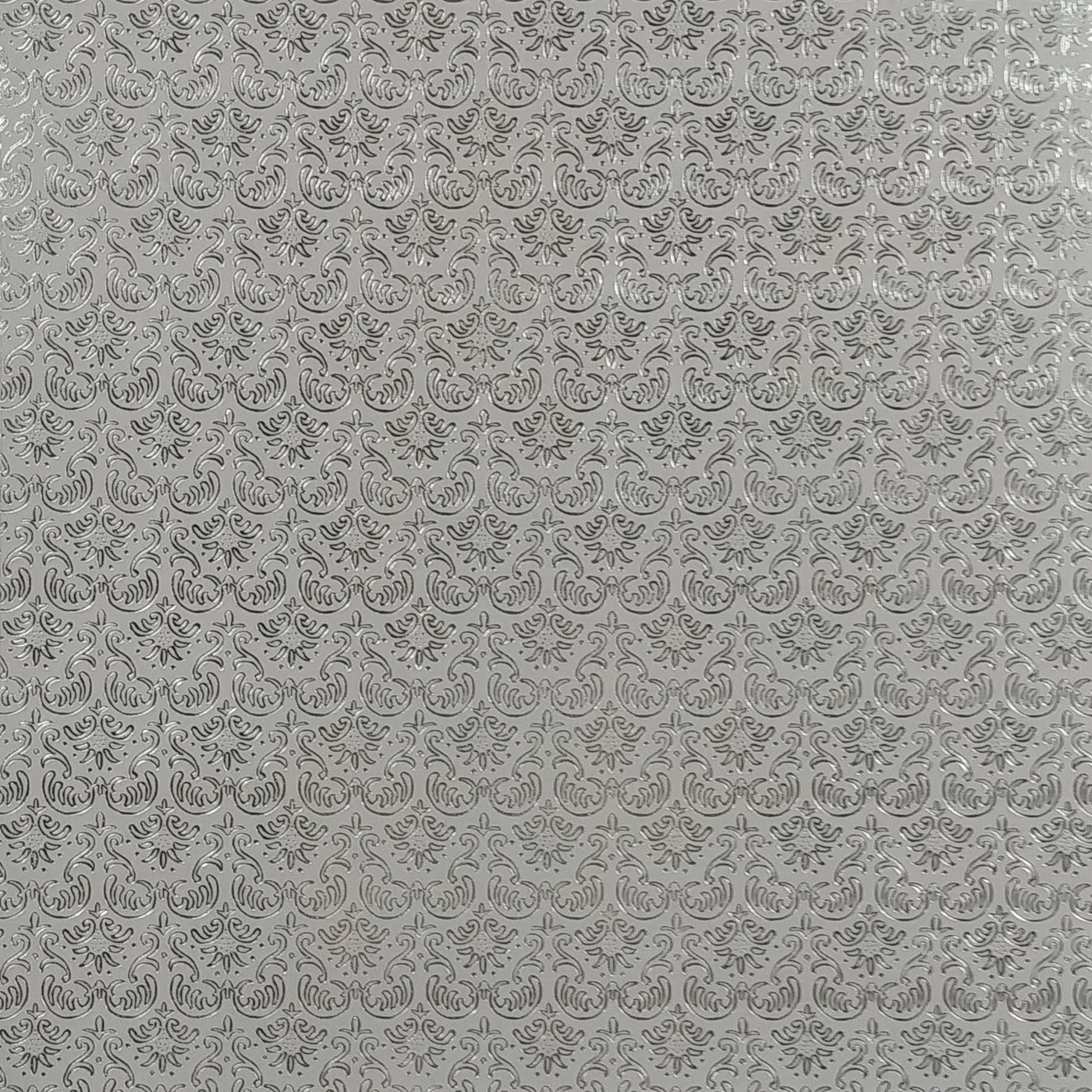 12x12 cardstock with intricate silver foil design on gray background - AC Specialty