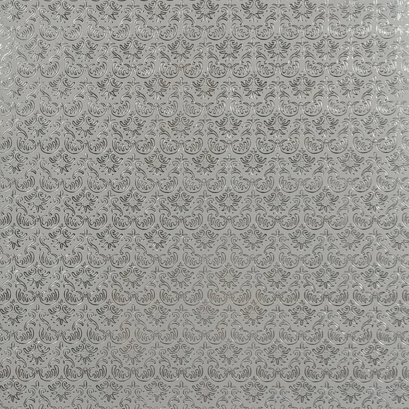 12x12 cardstock with intricate silver foil design on gray background - AC Specialty
