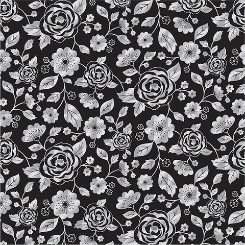 
  
	
    
	
    FOIL FLOWERS on BLACK - 12x12 Cardstock - AC Specialty