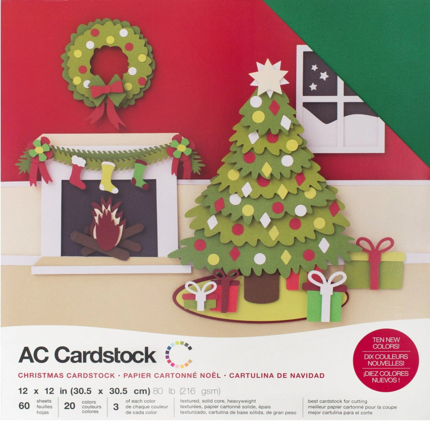 Christmas Cardstock Variety Pack - 60 ct - 12x12 inch - 80 lb - textured cardstock-American Crafts scrapbook paper