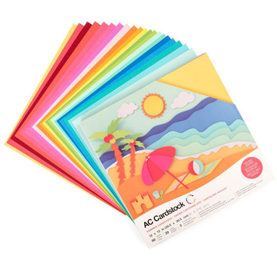 American Crafts SUMMER Cardstock Variety Pack - Styled fan showing 20 colors