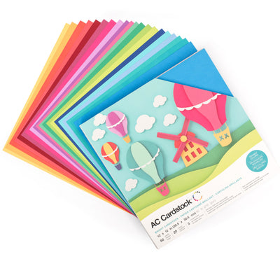 Fan layout of 20 colors of Bright Cardstock in BRIGHTS Variety Pack by American Crafts