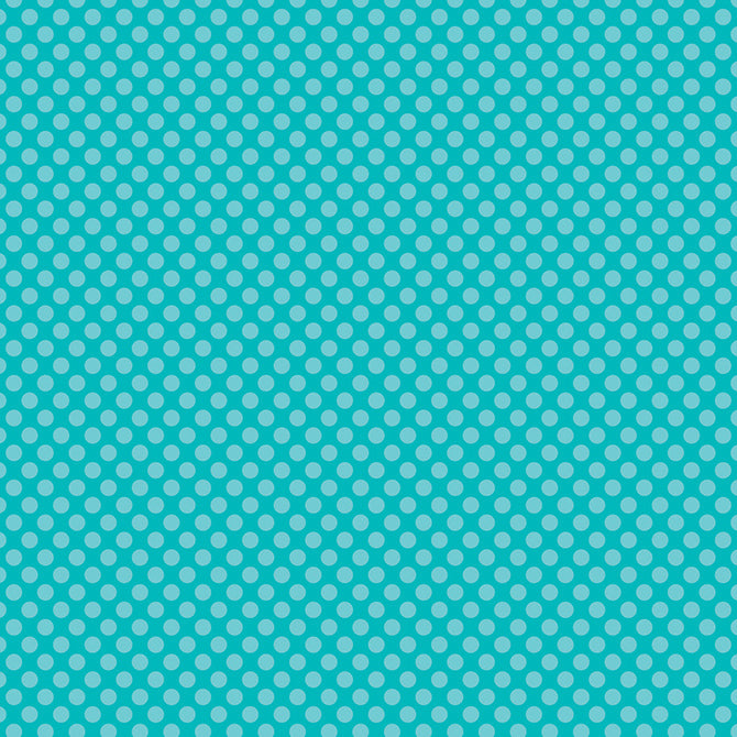 Multi-Colored (light teal dots on teal background) Printed on one side, white reverse. Textured surface.
