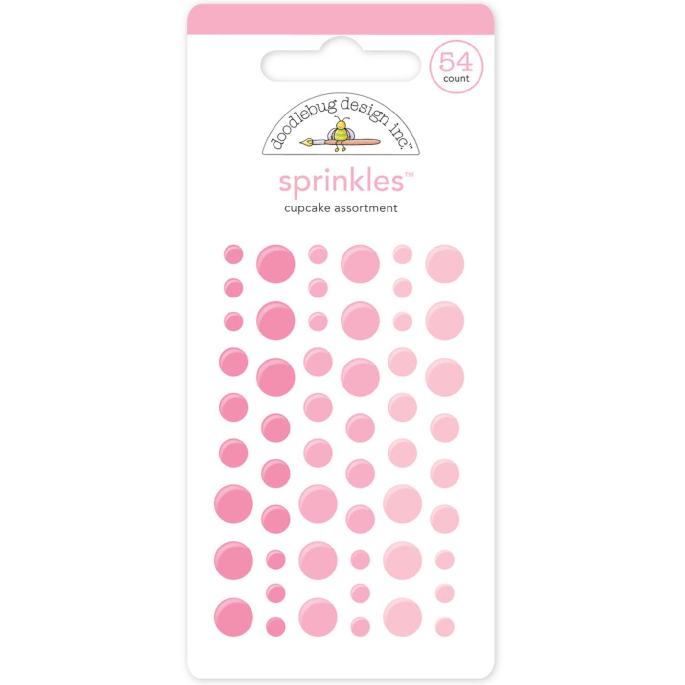 Assorted CUPCAKE SPRINKLES - 54 pink enamel dots by Doodlebug Design 