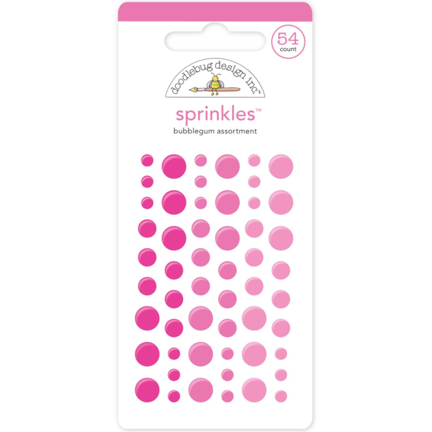 BUBBLEGUM Sprinkles - 54 pink enamel dots from Doodlebug Design