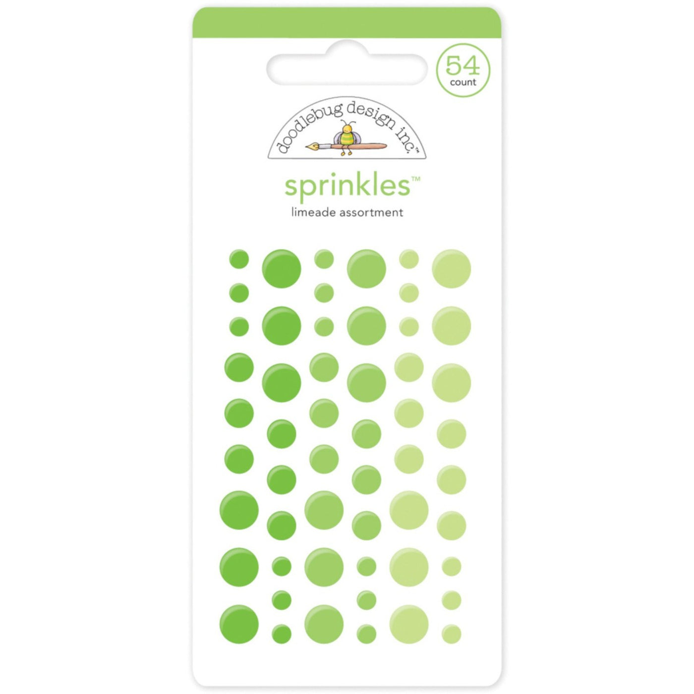 LIMEADE Sprinkles - 54 assorted, self-adhesive enamel dots in 3 colors by Doodlebug Design