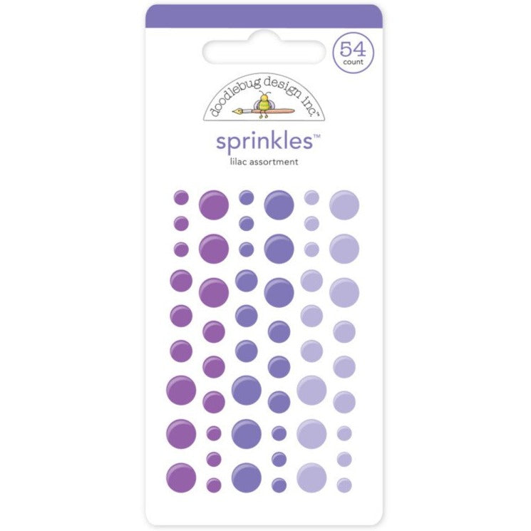 LILAC Sprinkles - 54 self-adhesive enamel dots in three purple colors from Doodlebug Design
