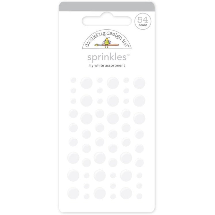 LILY WHITE Sprinkles - 54 white enamel dots in 3 sizes from Doodlebug Design