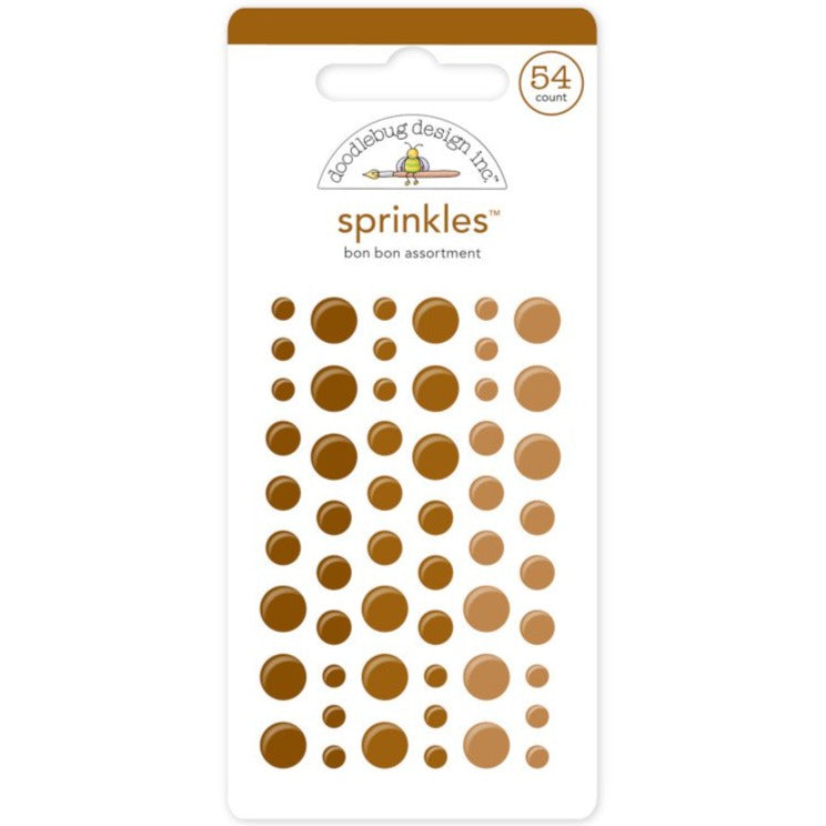 BON BON Sprinkels - 3 shades of brown, self-adhesive enamel dots from Doodlebug Design