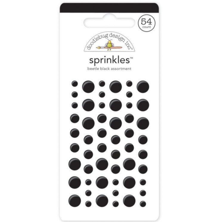 BEETLE BLACK Sprinkles - 54 black enamel dots in 3 different sizes - self-adhesive - Doodlebug Design