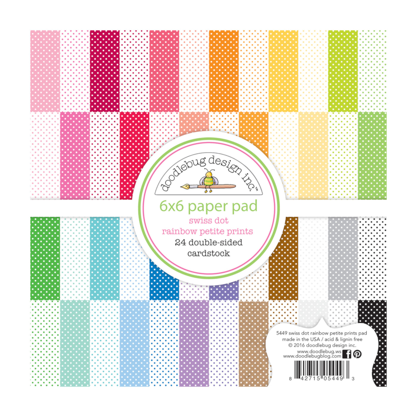 SWISS DOT Petite Prints Collection - 6x6 Pad with 24 double-sided pages from Doodlebug Design