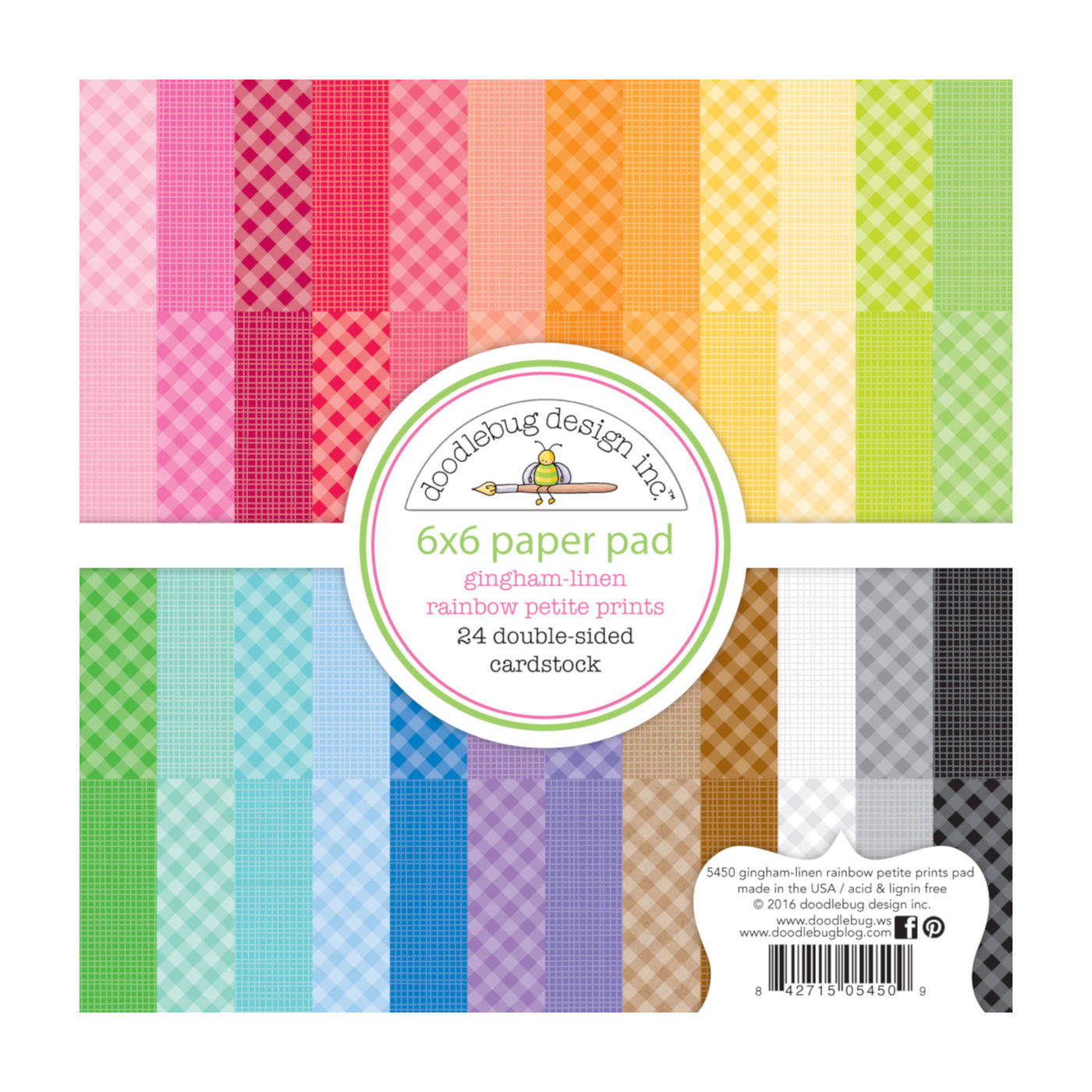 6x6 pad with 24 gingham colors with matching linen reverse - GINGHAM and LINEN from Rainbow Petite Prints Collection by Doodlebug Design