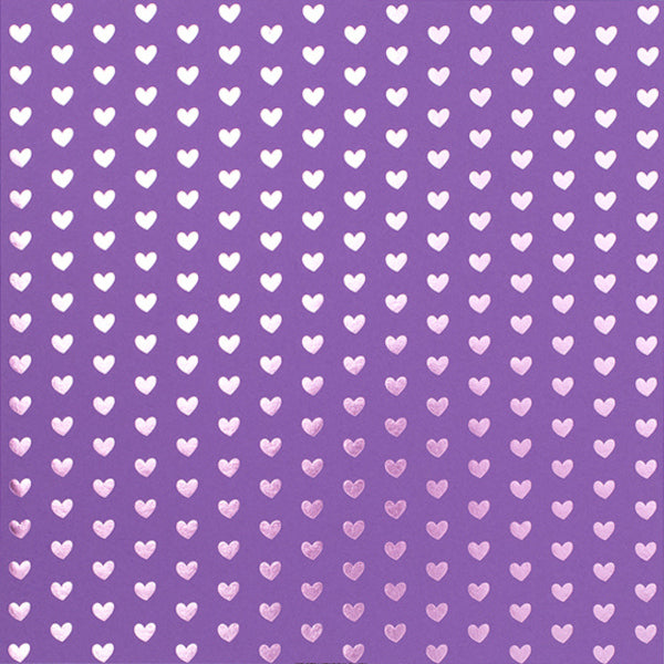 Jelly Bean - 12x12, 100 lb, Card Shoppe cardstock - purple foil hearts on purple