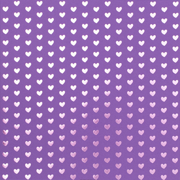 Jelly Bean - 12x12, 100 lb, Card Shoppe cardstock - purple foil hearts on purple