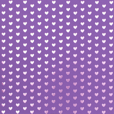Jelly Bean - 12x12, 100 lb, Card Shoppe cardstock - purple foil hearts on purple