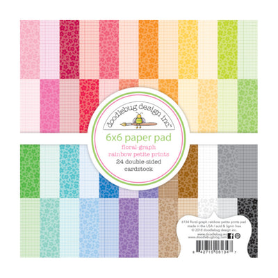 6x6 24 page pad with front-and-back FLORAL and GRAPH patterns from Rainbow Petite Prints by Doodlebug Design