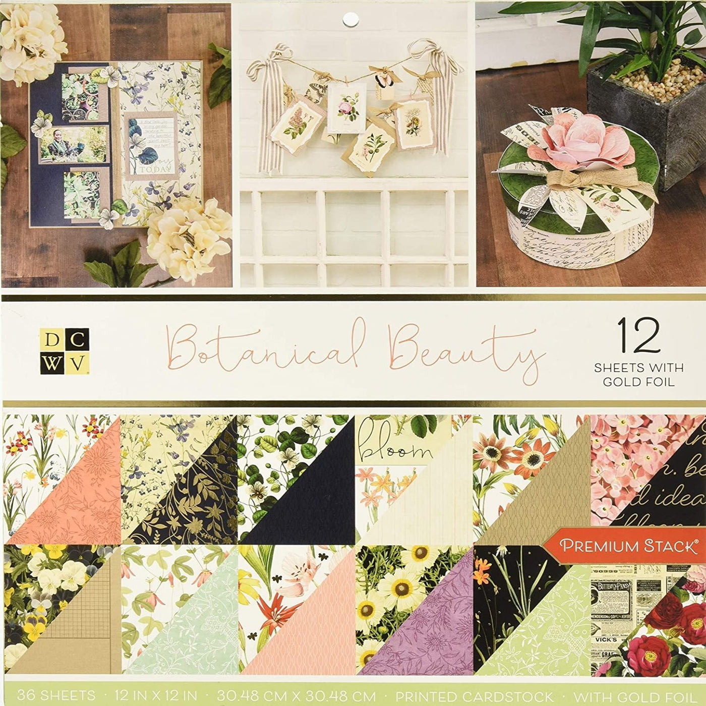 Botanical Beauty Premium Stack from Die Cuts with a View - 36 sheets, 12 with gold foil