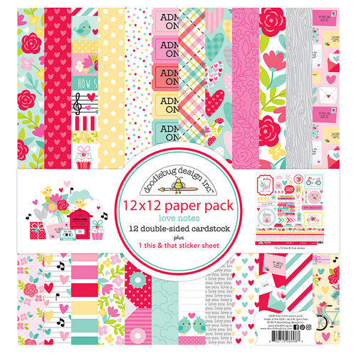 Doodlebug Design Love Notes 12x12 Paper Pack The 12x12 Cardstock Shop