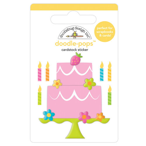 This sweet birthday cake and candles doodle-pop are perfect for cardmaking, scrapbook pages, journals, tags, and more.