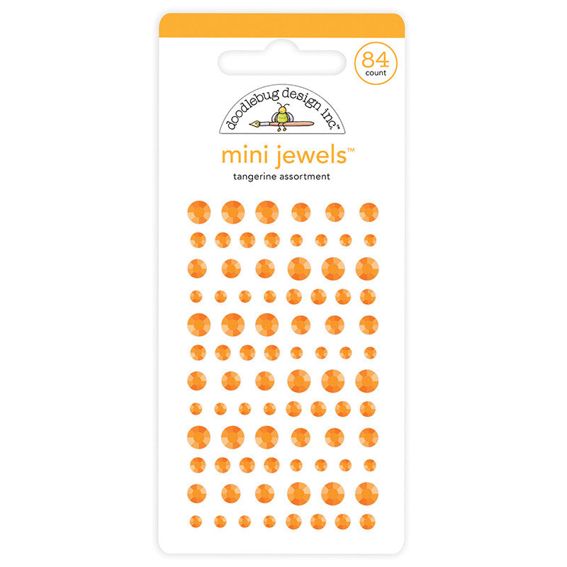 Tangerine Mini Jewels - 84 orange rhinestone stickers - Doodlebug Design