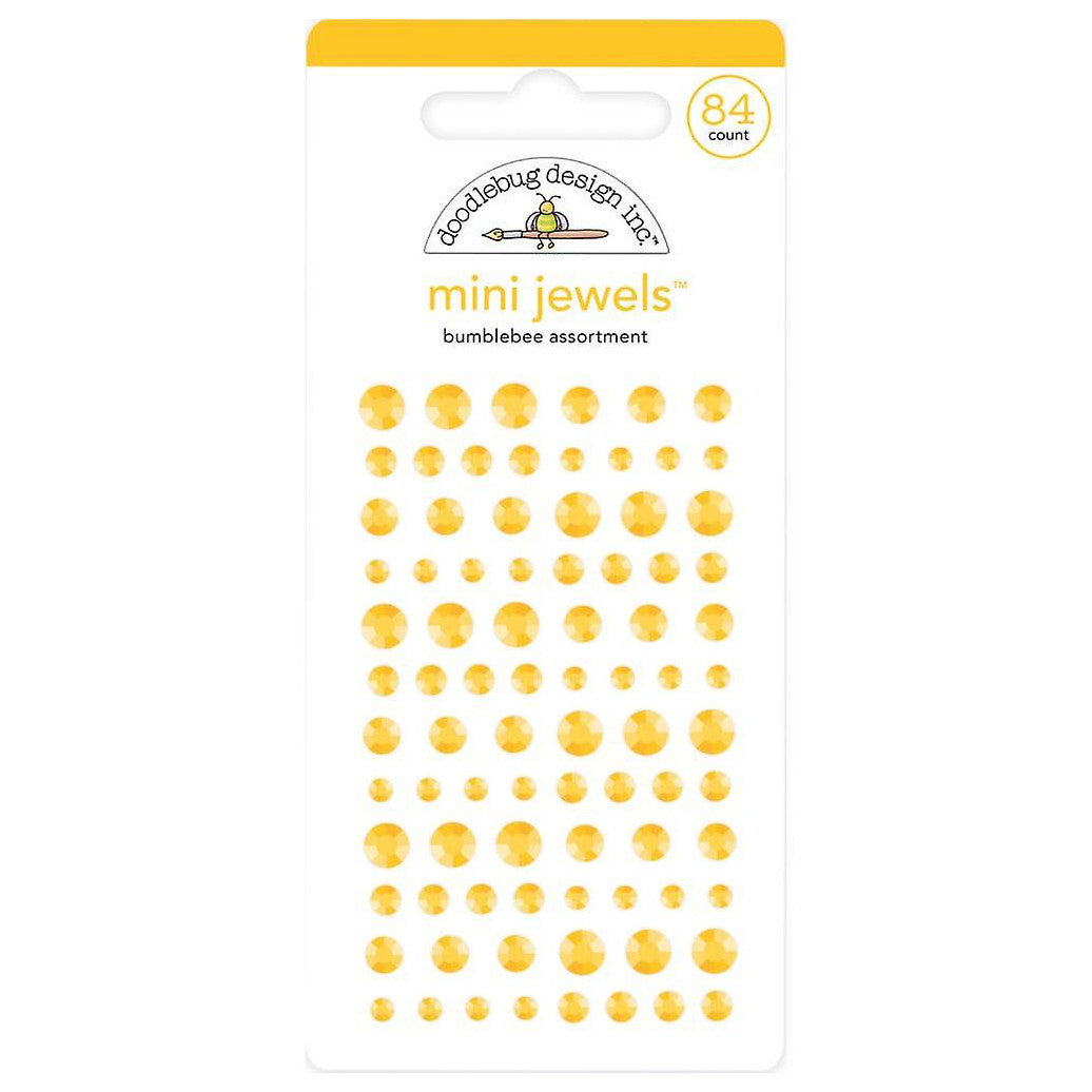 Bumblebee Mini Jewels - 84 yellow rhinestone stickers - Doodlebug Design