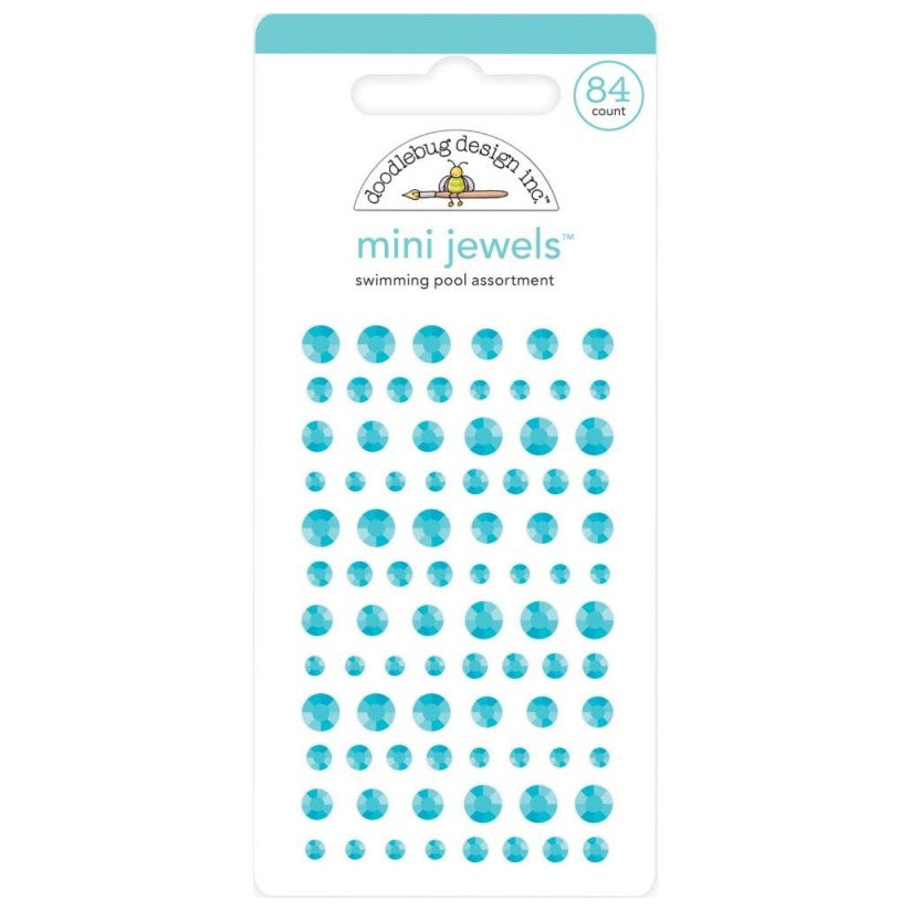 Swimming Pool Mini Jewels - 84 aqua blue rhinestone stickers - Doodlebug Design