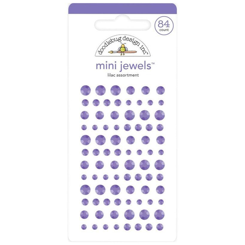 Lilac Mini Jewels - 84 purple rhinestone stickers in 3 sizes - Doodlebug Design
