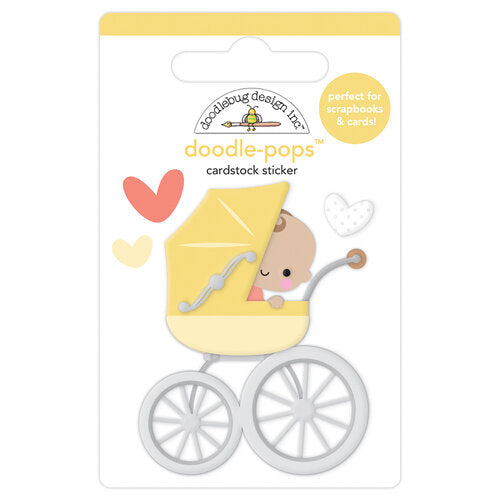 This adorable baby in carriage doodle-pop is perfect for cardmaking, scrapbook pages, journals, tags, and more.