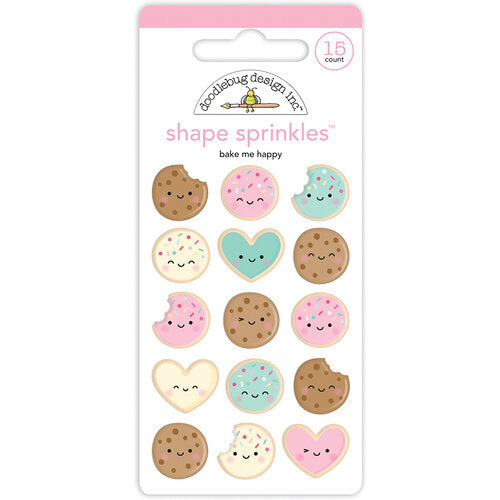 Pastel, self-adhesive chocolate chip and sugar cookies are fun embellishments for craft projects by Doodlebug Design.
