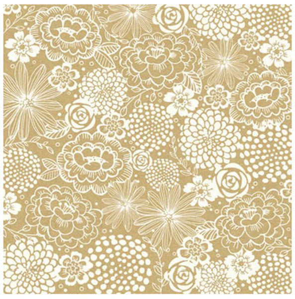 White floral print on Kraft 12 by 12 inch (30.5 x 30.5 cm) Sold by the sheet - white dots kraft background reverse. Versatile for mixed-media paper crafting. Each sheet is individually wrapped. Jen Hadfield Specialty Paper 
