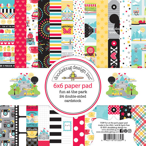 6x6 Fun At The Park pad with 24 double-sided sheets, great for card making & other happy craft projects; Matches Doodlebug Design Fun At The Park Collection.
