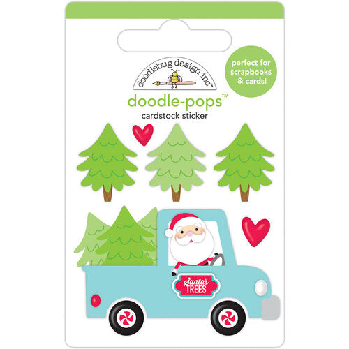 This adorable little Santa and his truck with trees doodle-pop are perfect for cardmaking, scrapbook pages, journals, tags, and more.