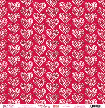 Multi-Colored (tiny cream hearts making up the shape of larger hearts on red background)