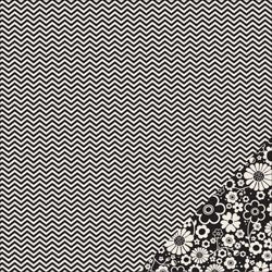 Black Chevron - 12x12 double-sided patterned paper with floral reverse - Pebbles
