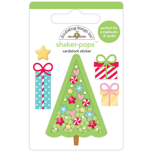This adorable little 3D Christmas tree shaker-pop with presents is perfect for cardmaking, scrapbook pages, journals, tags, and more.