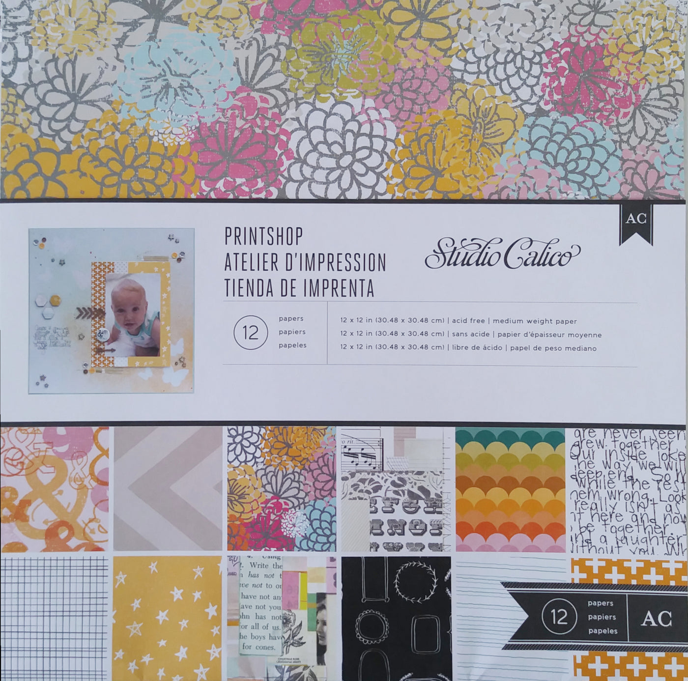 Printshop - collection kit with 12 double-sided papers in muted summer patterns - Studio Calico