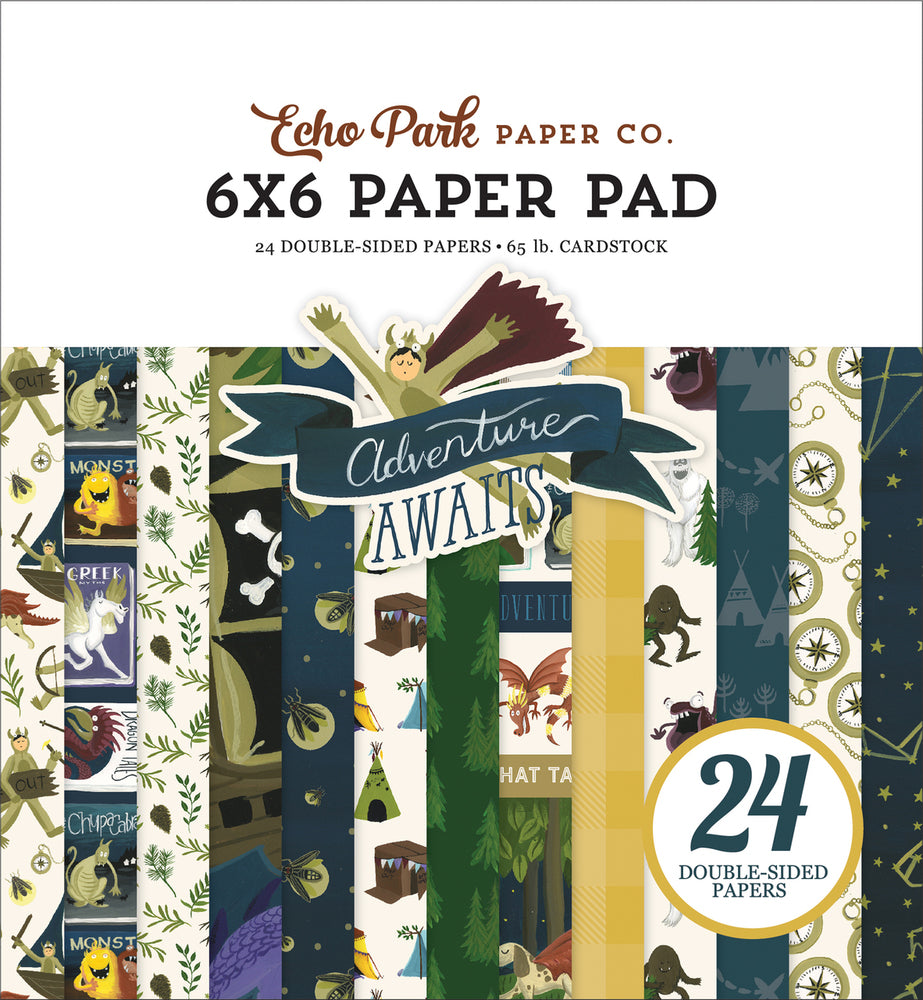 ADVENTURE AWAITS 6x6 cardstock pad with 24 double-sided pages from Carta Bella Paper Co.