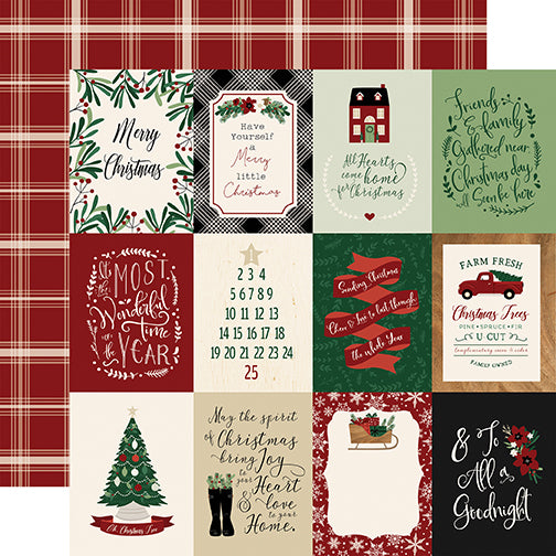 3x4 Journaling Cards - 12x12 double-sided cardstock from A Cozy Christmas Collection by Echo Park Paper Co.