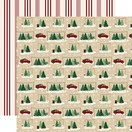 Tree Farm - 12x12 double-sided cardstock from A Cozy Christmas Collection by Echo Park Paper Co.