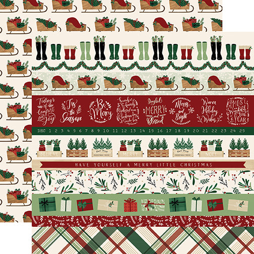Border Strips - 12x12 double-sided cardstock from A Cozy Christmas Collection by Echo Park Paper Co.