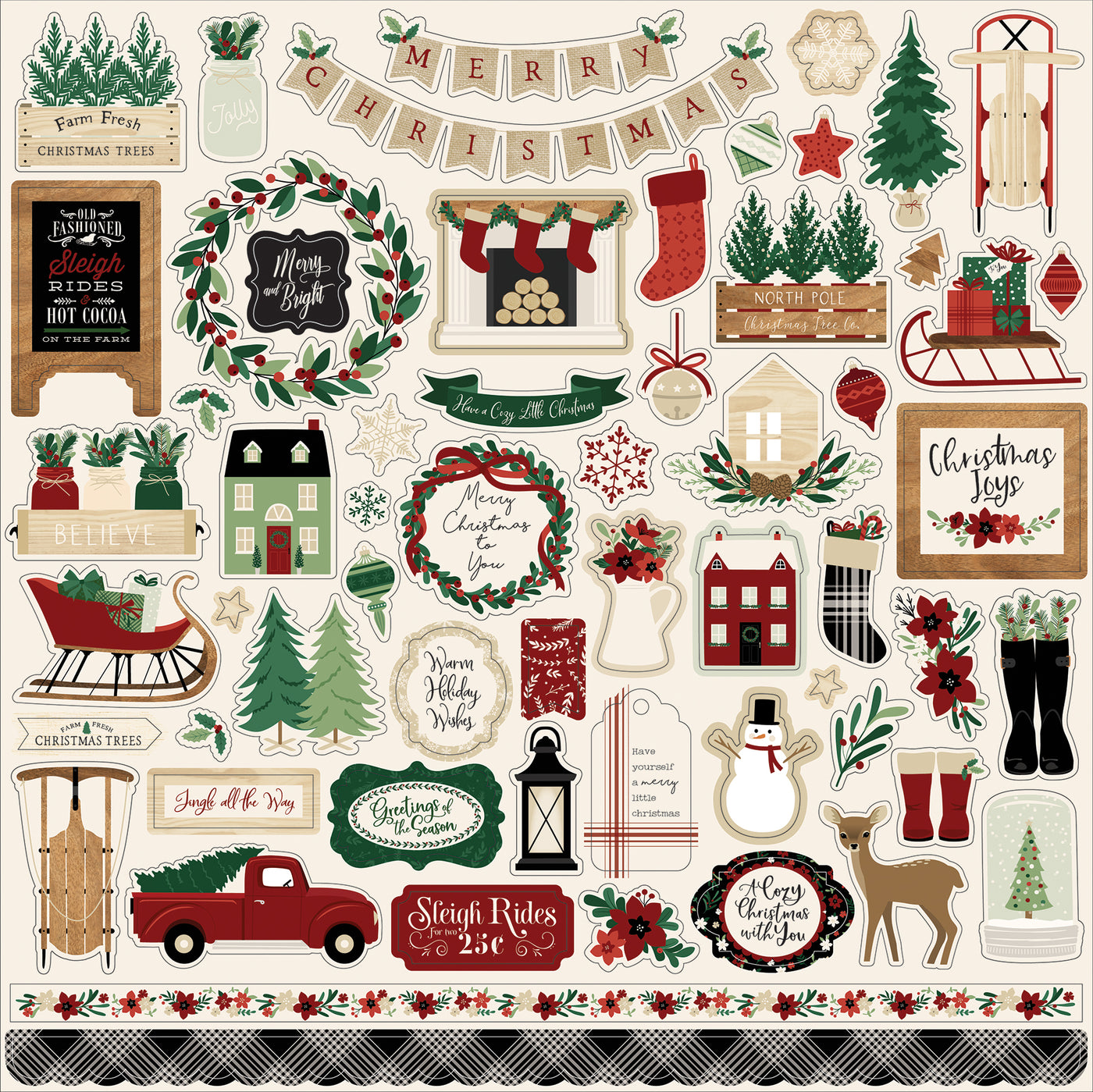 Element Stickers that coordinate with A Cozy Christmas Collection by Echo Park Paper Co.