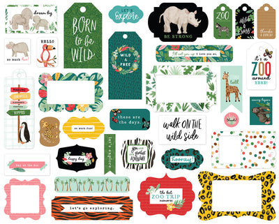 Animal Kingdom Frames & Tags Die Cut Cardstock Pack includes 33 different die-cut shapes ready to embellish any project.