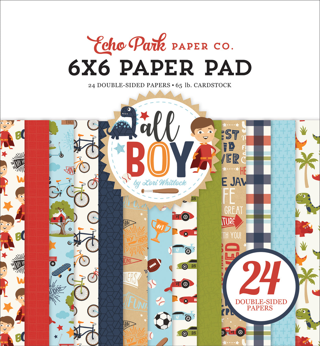 All Boy - 6x6 paper pad with 24 double-sided sheets - Echo Park Paper